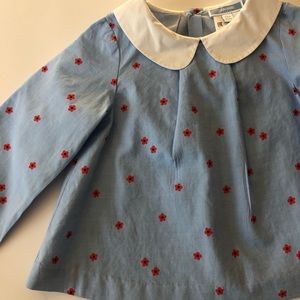 Jacadi long sleeve blue/red shirt size 24m